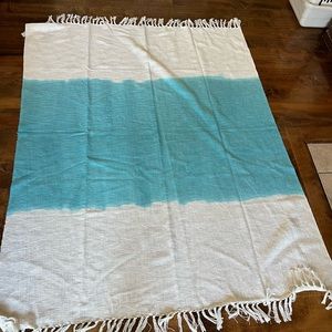 Brand new secret celebrity throw blanket turquoise/cream 70 X 52